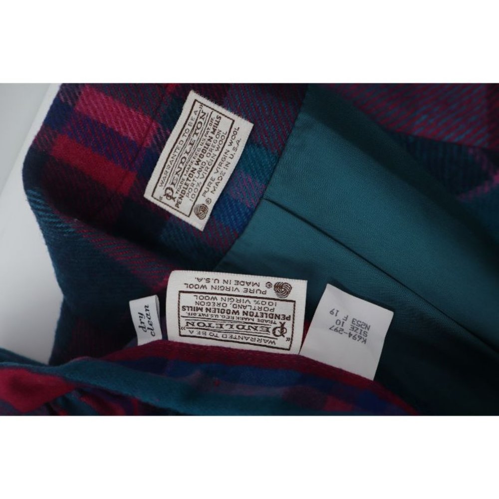 Vintage pendleton women's 10 tweed virgin wool skirt set jacket plaid pleated - Picture 8 of 13